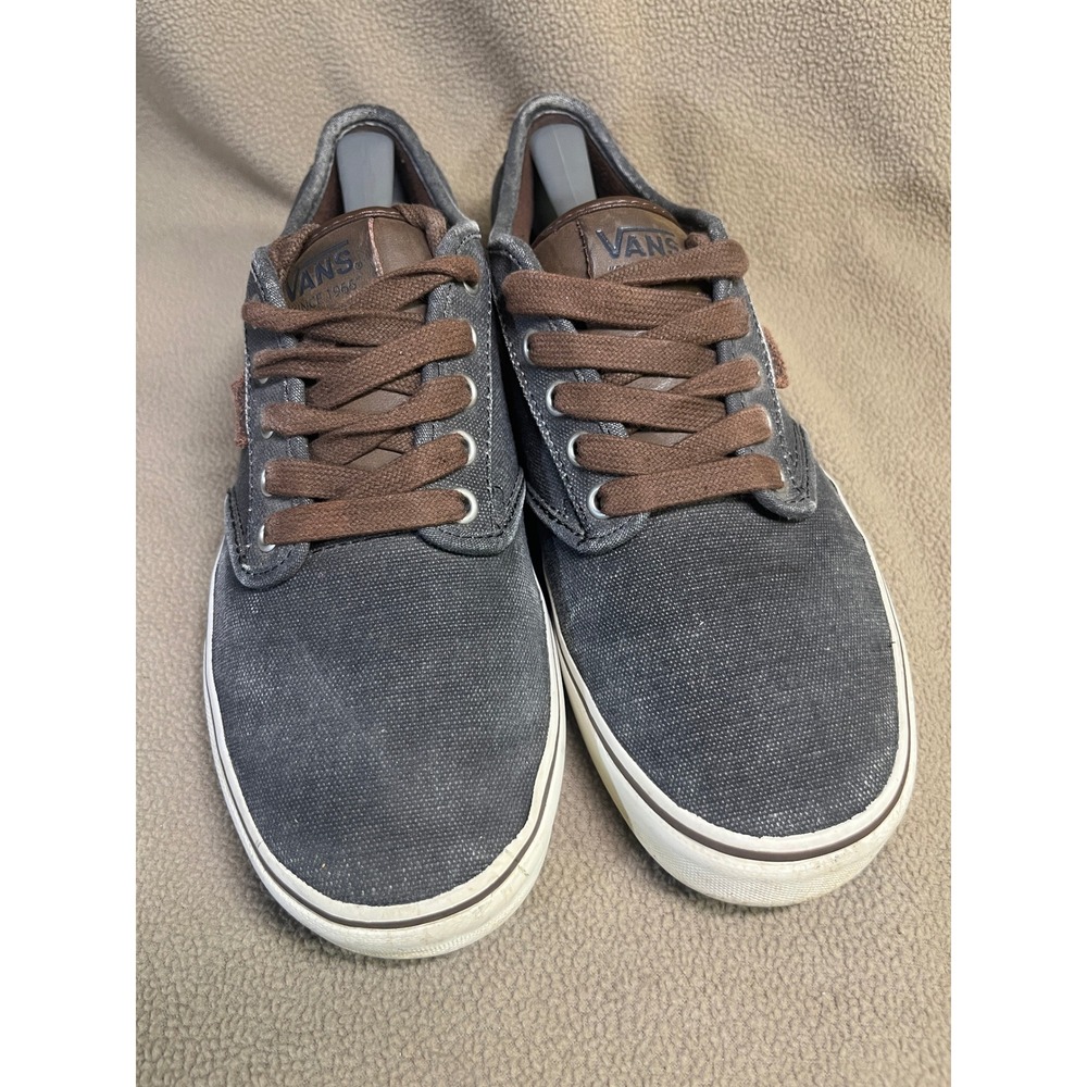 Vans Off The Wall Mens 9 Charcoal Grey Brown‎ Canvas Low Top Skate Shoes
